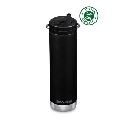 Klean Kanteen 20 oz.Insulated with Twist Cap / Straw Lid Black