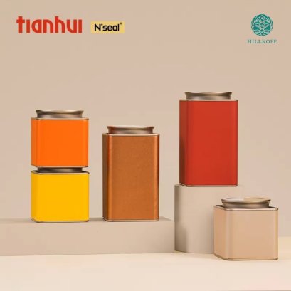 Square Tin Canister 85 series series กระป๋องโลหะ กระป๋อง ทรงเหลี่ยม ใส่ ชา กาแฟ