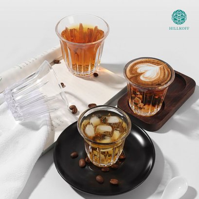 Vertical Grain Glass Cup แก้วกาแฟ Dirty เอสเปรสโซ่ Picolo แก้วชา แก้วค็อกเทล แก้วม็อคเทล
