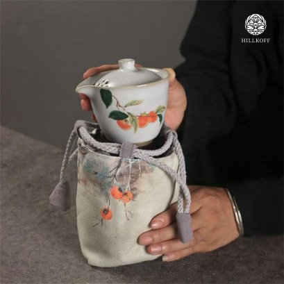 ชุดอุปกรณ์ชงชาจีน Tea kettle set with bag แบบพกพา พร้อมกระเป๋าหูหิ้ว และ ถ้วย 2 ใบ