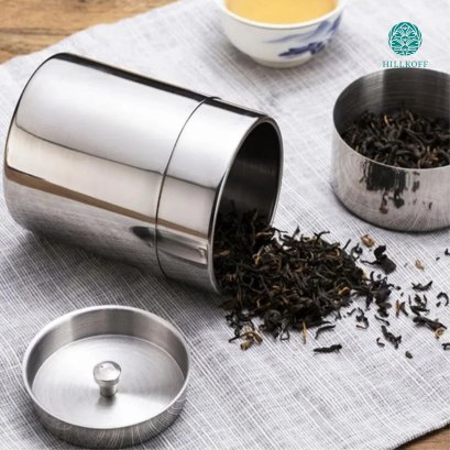 Tea Tin stainless steel กระปุกสแตนเลสใส่ชา กาแฟ ขนาดกะทัดรัด พร้อมฝาเปิดปิดใช้งานง่าย สะดวก