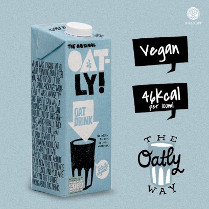 Hillkoff : OATLY (โอ๊ตลี่) ผลิตภัณฑ์นม Plant Based จากข้าวโอ๊ต เพื่อคนแพ้นมวัว รส Original ขนาด 1 ลิตร