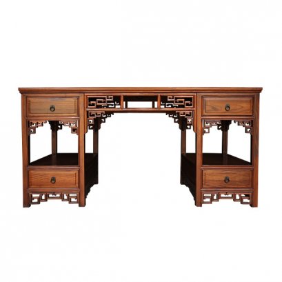 โต๊ะทำงานไม้ 4 ลิ้นชักแกะลายจีน 160 ซม.