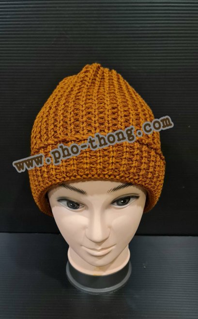 หมวกถัก(งานถักมือ) สีกรักวัดป่า