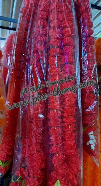 Red fabric garland for shrine offerings and votive use