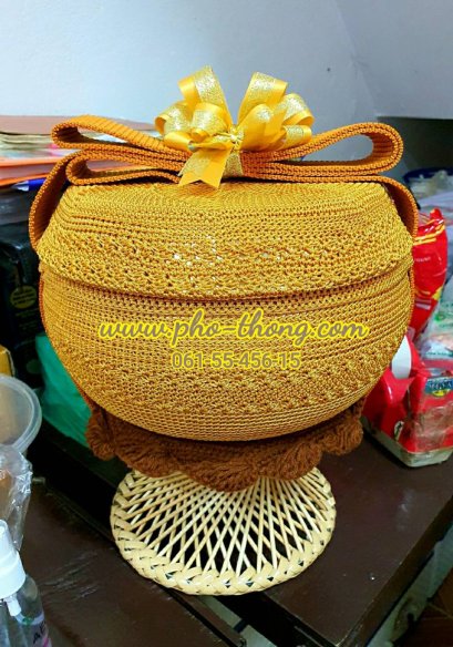 บาตรสแตนเลสแท้100%ครบชุด(ขาหวายดี พร้อมเครื่องบวช) + ถลกบาตรไนล่อน(งานถักด้วยมือ)(copy)