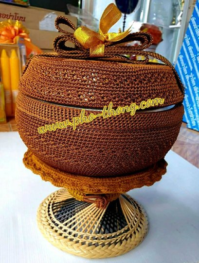 บาตรสแตนเลสแท้100%ครบชุด(ขาหวายดี พร้อมเครื่องบวช) + ถลกบาตรไนล่อน(งานถักด้วยมือ)(copy)(copy)