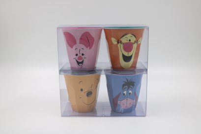 ชุดแก้วน้ำเหลี่ยม 3.5&quot; ลายการ์ตูน (1x4)