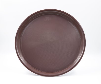 ถาดกันลื่นทรงกลม สีน้ำตาล
