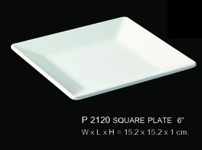 จานสี่เหลี่ยม 6 นิ้ว