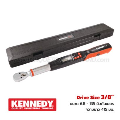 KEN-557-1308V ประแจปอนด์ดิจิตอล SQ.3/8" ขนาด 6.8-135 NM. ความยาวทั้งตัว 415 มม. DIGITAL TORQUE WRENCHES + CERTIFICATED "KENNEDY"