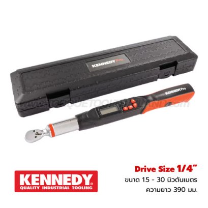 KEN-557-1308W ประแจปอนด์ดิจิตอล SQ.1/4" ขนาด 1.5-30 NM. ความยาวทั้งตัว 390 มม. DIGITAL TORQUE WRENCHES + CERTIFICATED "KENNEDY"