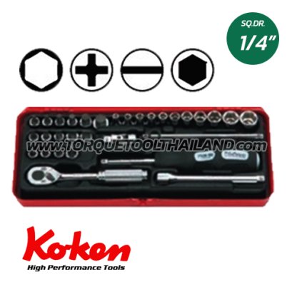 2257M บล็อกชุด 6P (SQ.DR.1/4&quot;)  Socket Set