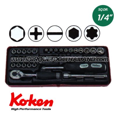2258M บล็อกชุด 6P (SQ.DR.1/4&quot;)  Socket Set