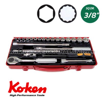 3210M+C  บล็อกชุด 6P และ 12P (SQ.DR.3/8&quot;)  Socket Set