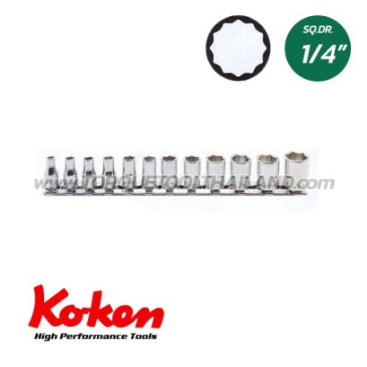RS2405M/12 ลูกบ็อกซ์ สั้น 12P ชุด 12 ชิ้น (SQ.DR.1/4&quot;) Socket Set on rail