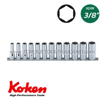 RS3300M/12 ลูกบล็อก ยาว 6P (SQ.DR.3/8&quot;) Deep Socket Set on Rail