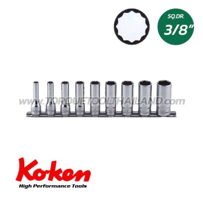 RS3305A/9 ลูกบล็อก ยาว126P (SQ.DR.3/8&quot;) Deep Socket Set on Rail