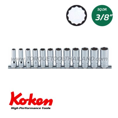 RS3305M/12 ลูกบล็อก ยาว 12P (SQ.DR.3/8&quot;) Deep Socket Set on Rail