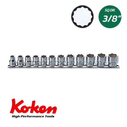 RS3405M/12 ลูกบล็อก สั้น 12P (SQ.DR.3/8&quot;) Socket Set on Rail