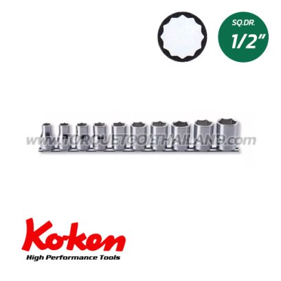 RS4405M/10 ลูกบล็อก สั้น 12P (SQ.DR.1/2") Socket Set on Rail