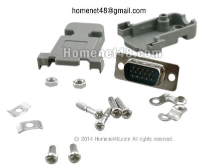 ชุดหัว VGA (RGB) 15 Pins ตัวผู้ (M) แบบประกอบเอง + น๊อต ครบชุด