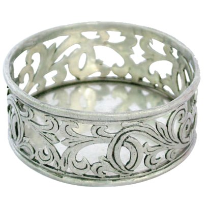 Pewter Vintage Bottle Coaster French floral des.