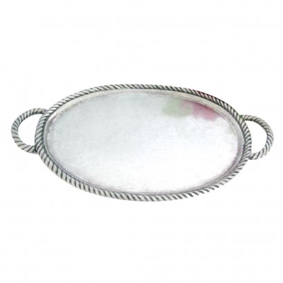 Pewter Serving Tray, Oval - Rope border, large