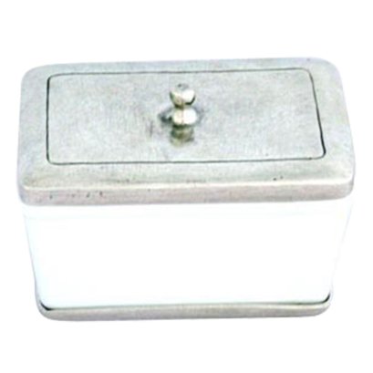 Porcelain Sugar Pot / Pewter Decorative / W: 7  L: 11  H: 6 cms.