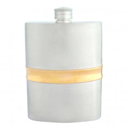 Pewter Hip Flask - Center Band Gold Plated