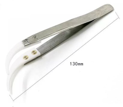 White Curved Nose Ceramic tip Tweezer