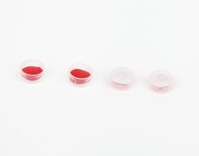For 2 ml Snap top Vial Dai. 11 mm,  Nature open-topped polypropylene cap and red PTFE/white Silicone septa