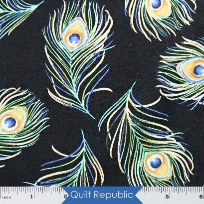 Benartex Rhapsody in Blue Dancing Feather Black