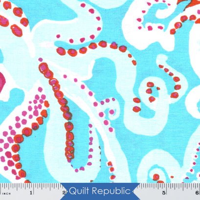 Free Spirits Fabrics Kaffe Fassete Collective Turquoise Octopus