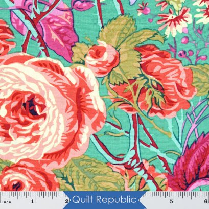 Free Spirits Fabrics Kaffe Fassete Collective Rose and Hydrangea Green