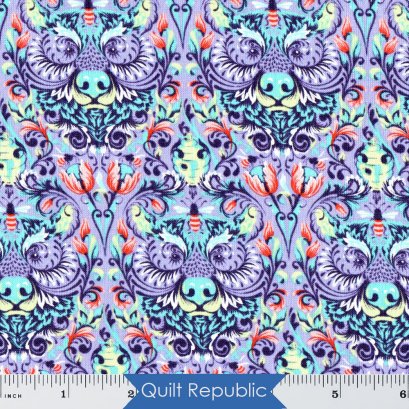 Free Spirits Fabrics  Tiny Beast Bear With Me Purple