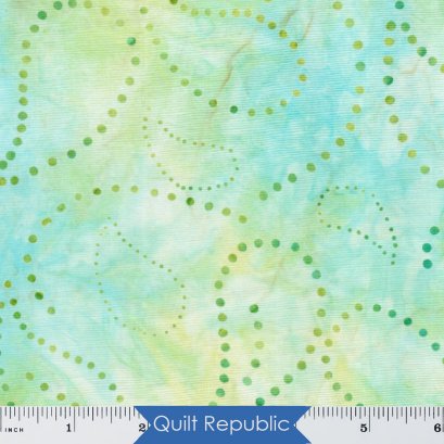 Island Batik Paisley Dots  Green Grass