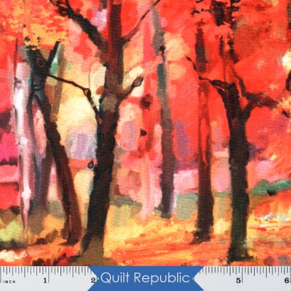 Northcott September Morning September Morning Tree Red Multi