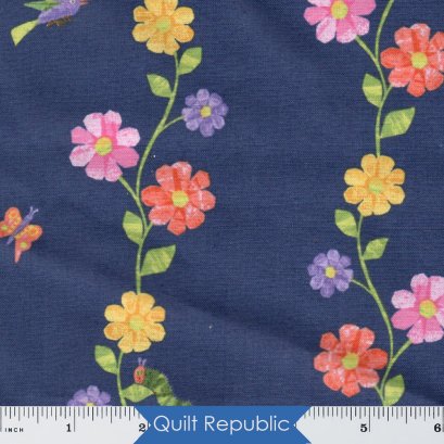 Andover Fabrics Very Hungry Caterpillar in The Garden Flowering Vine Night