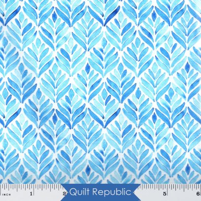 In The Beginning Fabrics Summer Breeze Leaves Blue