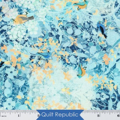 Robert Kaufman Fabrics Enchanted Aviary Birds Sky