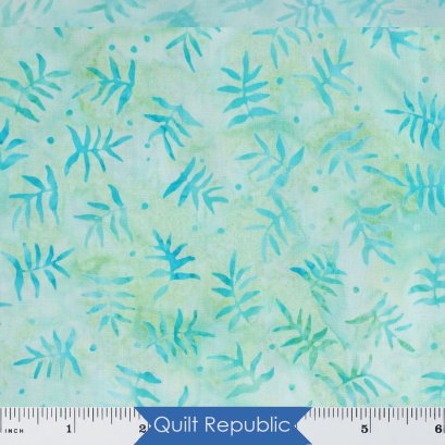 Robert Kaufman Artisan Batiks Petite Pastels Leaves Parakeet