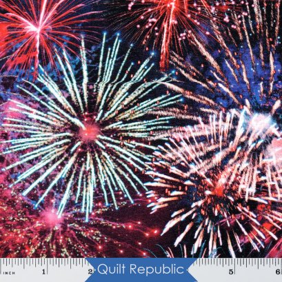 Timeless Treasures Fabrics Lady Liberty USA Fireworks Celebration Multi