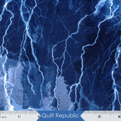 Timeless Treasure Aurora Crackling Lightening Bolts Blue