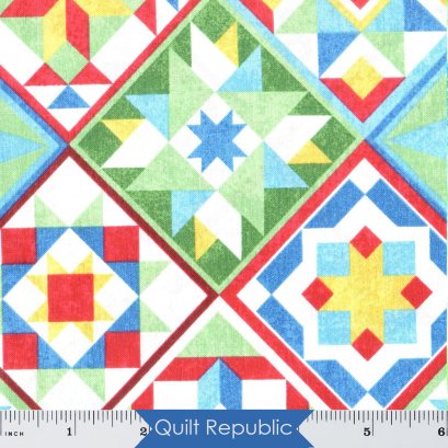 Timeless Treasures Fabrics Hen House Barn Quilt Block Collage