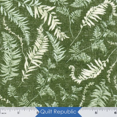 Wilmington Prints Fabrics Green Fields Green Fern Fronds by Lisa Audit
