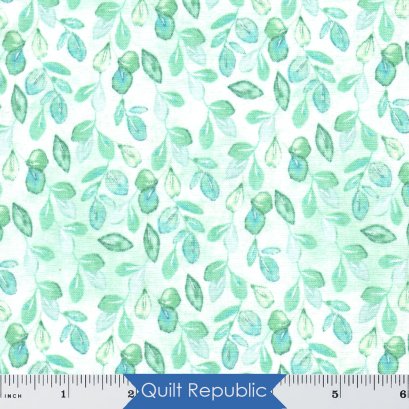 Wilmington Prints Violette Green Leaves All Over