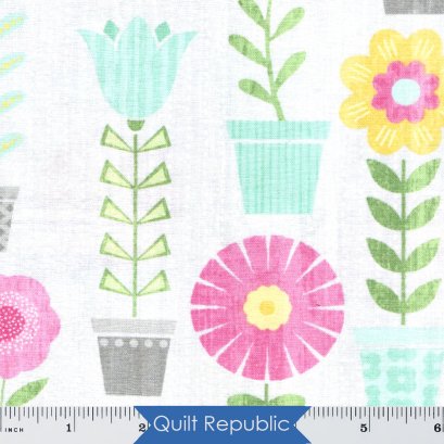 Wilmington Prints Keep Shining Light Grey Potted Plants