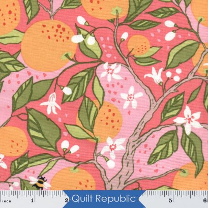 Windham Fabrics Orchard &amp; Grove Monaluna Branches Coral Organic High Density Cotton