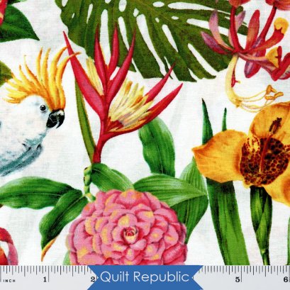 Windham Fabrics Paradise Birds In Paradise White